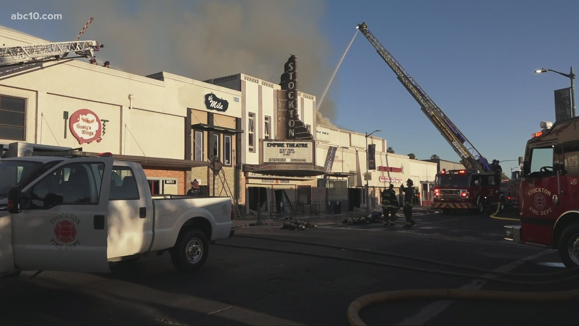 A fire erupted along the Miracle Mile in Stockton on Friday morning.