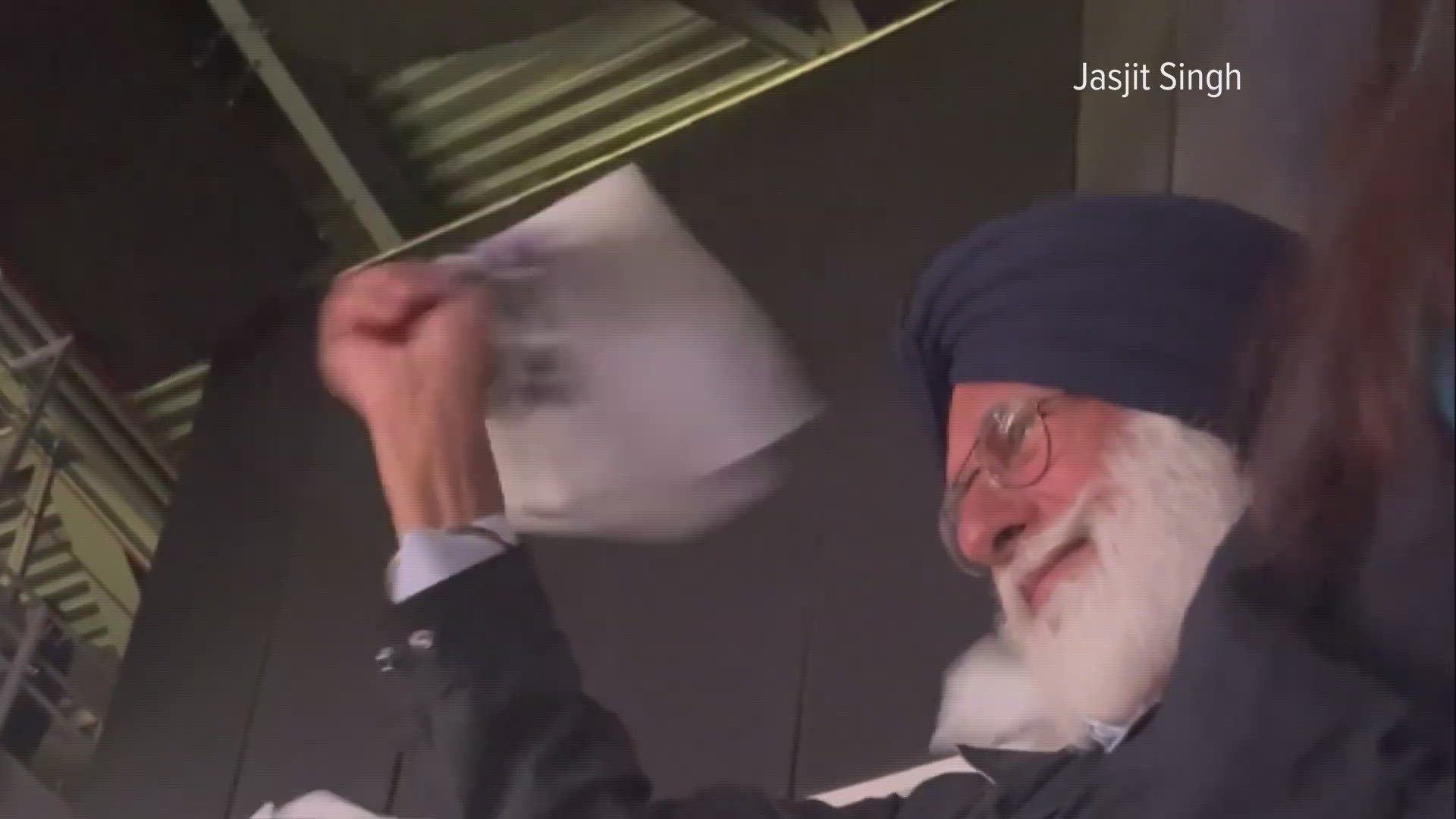 Jasjit Singh, a Sacramento City Unified School Board trustee, took his father Harinder Singh Dhanoa to a playoff game and posted a video of their time to Twitter.