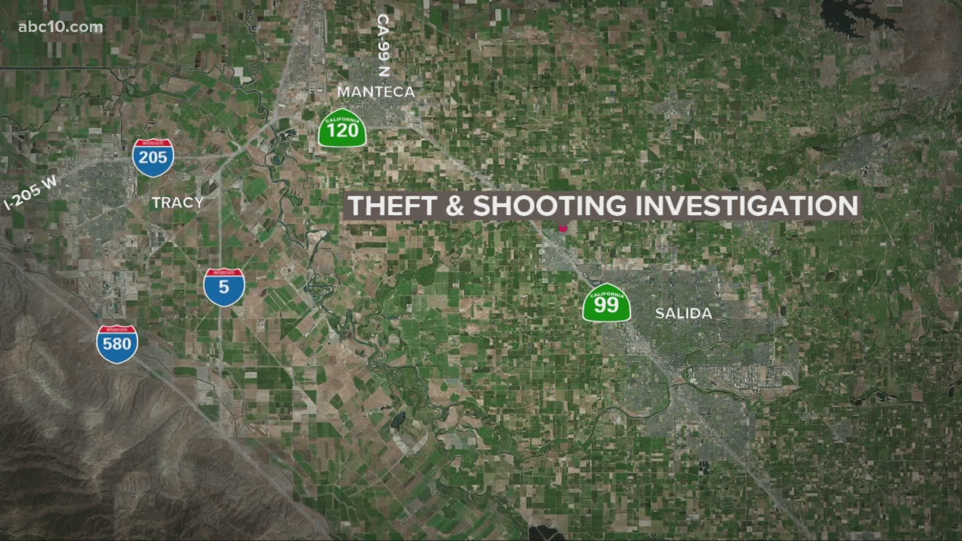 The Stanislaus County Sheriff's Office said a security guard shot at a suspected thief after he almost hit a different guard while backing up his car.