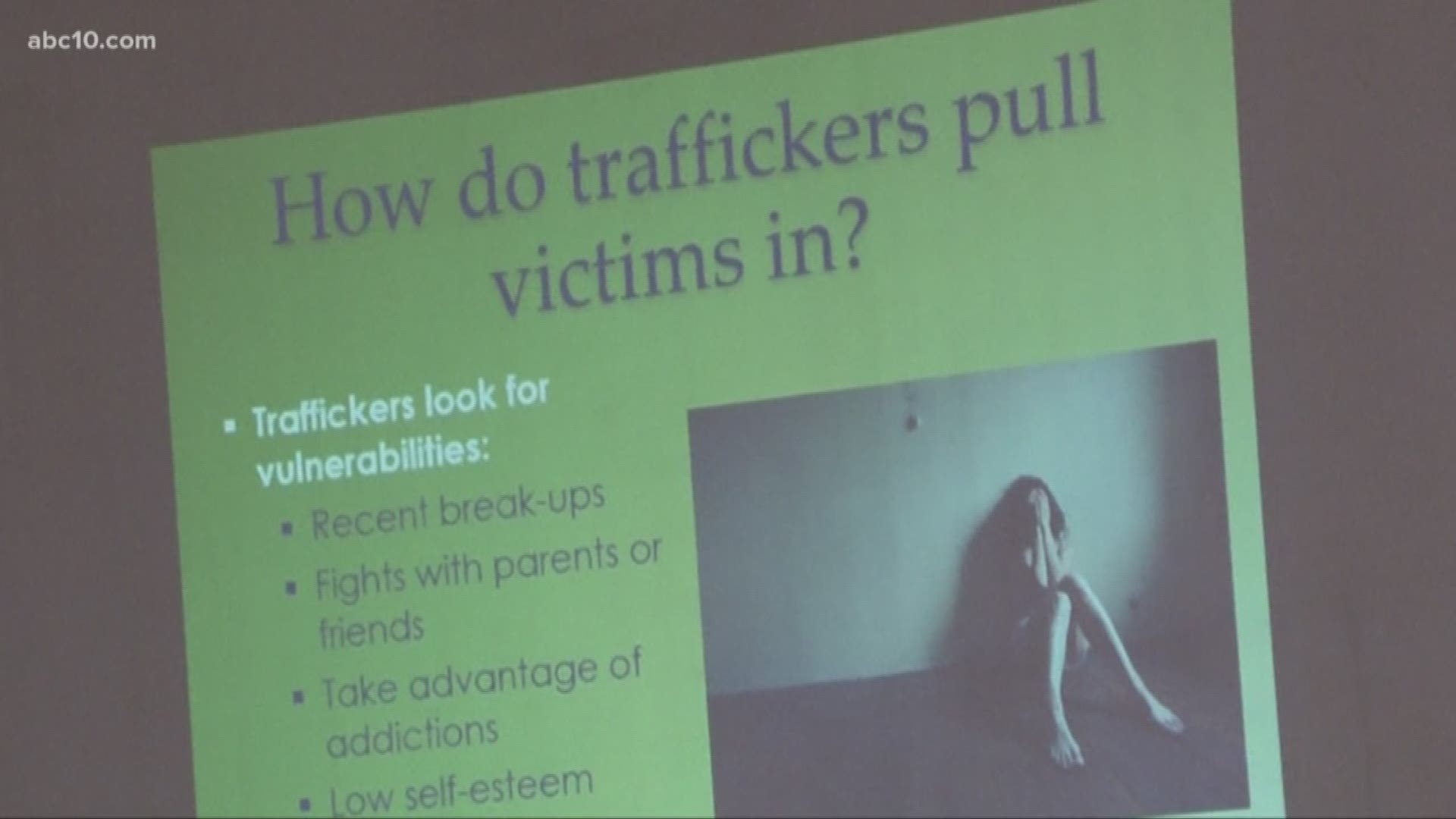 In more than an hour-long presentation, Suzanne Shultz graphically detailed how a life in prostitution can mean sexual slavery for years, sometimes decades. For parents, she noted signs to look out for that perhaps their child has become a victim.