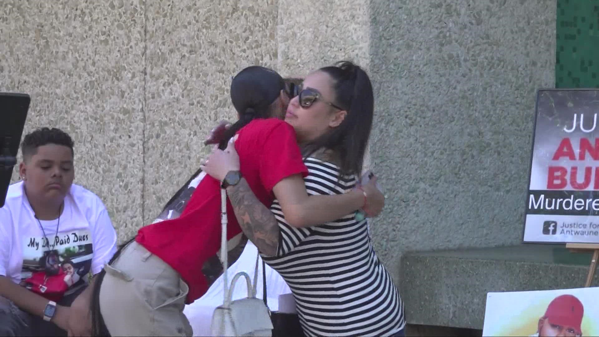 Nearly a dozen other family members and friends gathered Friday in front of the San Joaquin County District Attorney's Office in Downtown Stockton.