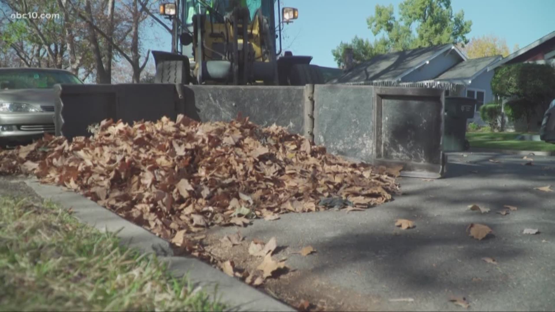 Piled up leaves and debris can clog storm drains