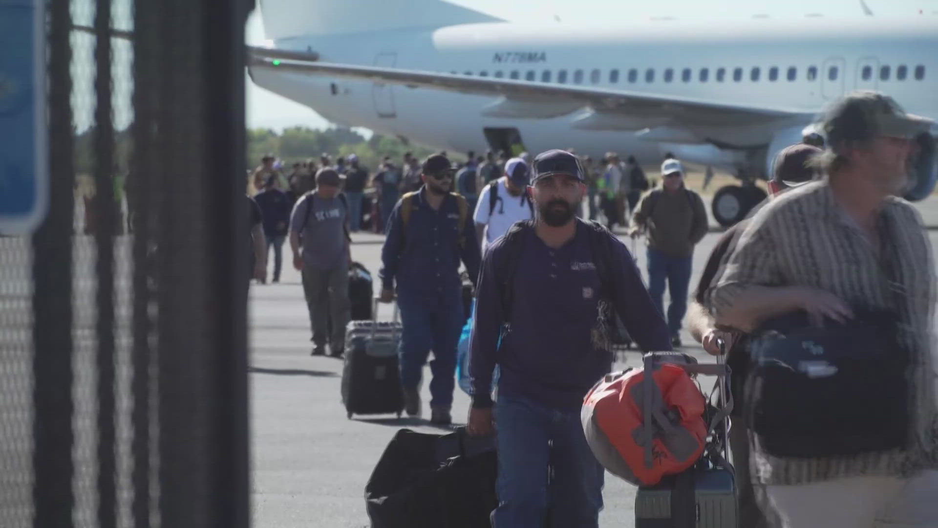 A plane full of PG&E workers arrived to Sacramento International Airport after a two-week deployment for reliefs effort following hurricanes Helene and Milton.