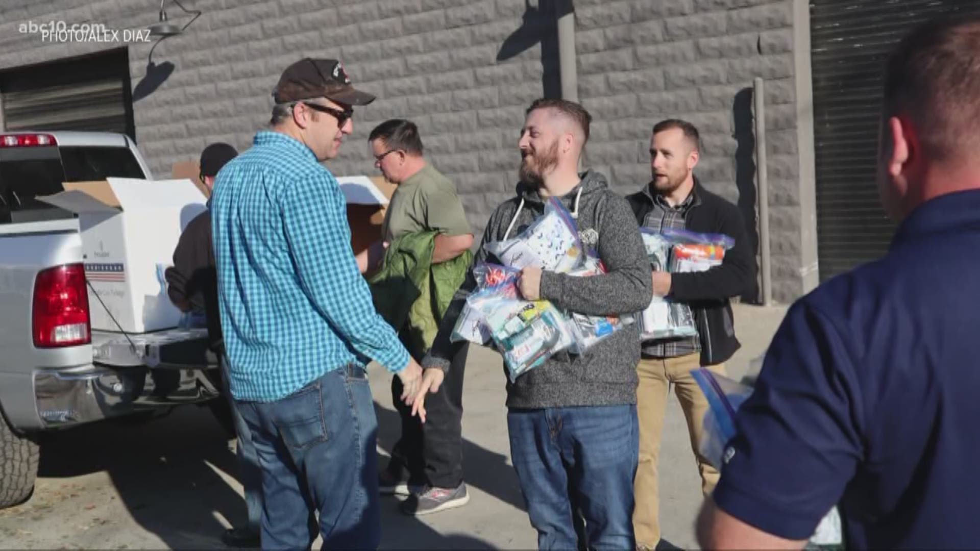 Members of the non-profit veteran support group Veteran Effect passed out 100 service member survival kits on Sunday to the homeless in Sacramento.