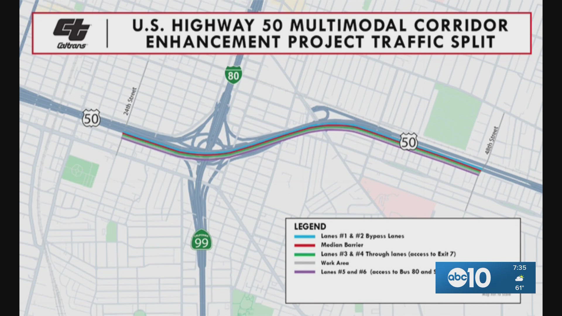 Lane changes began Monday morning on Highway 50 in Sacramento as the Fix 50 Project moves into another stage.