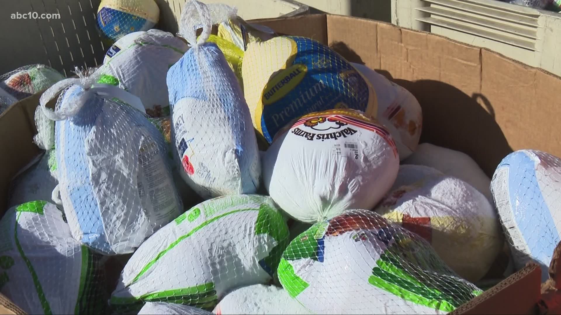 So far, the Stockton Emergency Food Bank has given away 2,700 turkeys, which is 500 more than last year as more people are unemployed due to the pandemic.