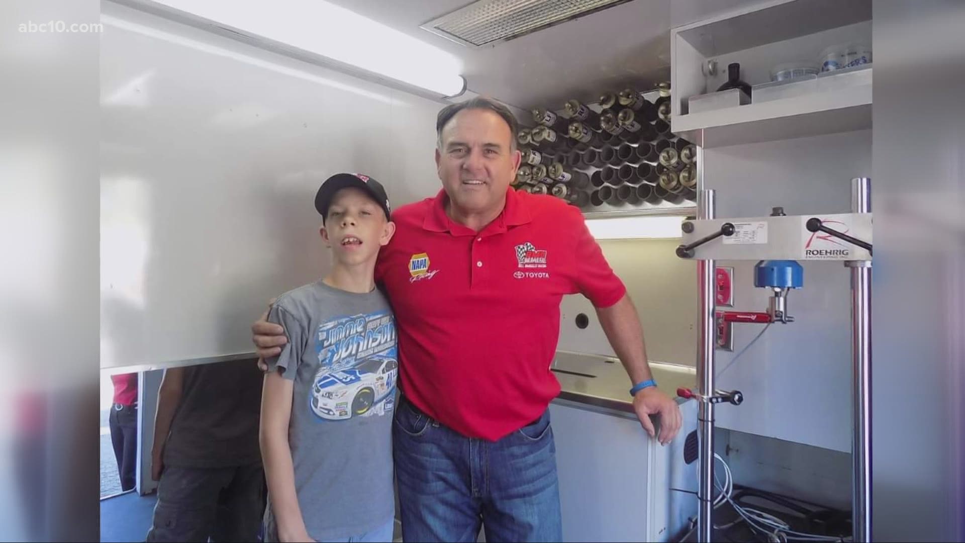 Bill McAnally Racing surprised Cameron, who is on the autism spectrum, with some NASCAR swag and the chance to meet professional racecar drivers in Roseville.