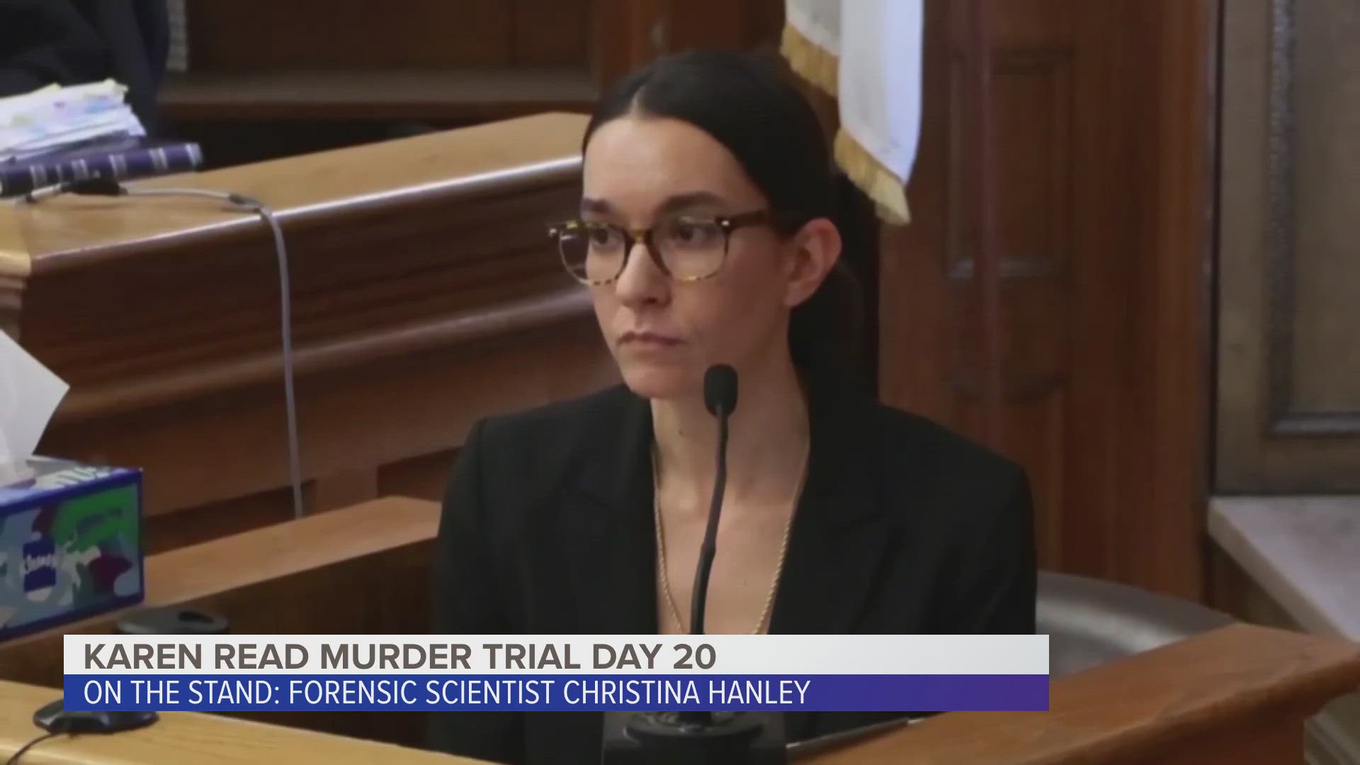 Karen Read Murder Trial: Christina Hanley testimony part 1, from May 21, 2025. Christina Hanley is a forensic scientist at the Massachusetts State Police crime lab.