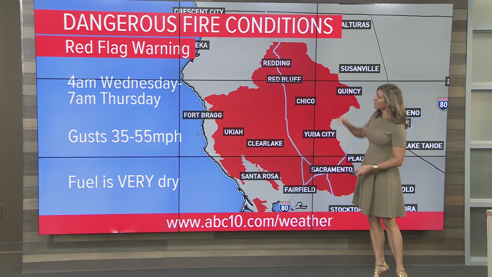 Elevated fire danger returns late Tuesday through early Thursday for the Sacramento Valley and surrounding foothills as well as the Coastal Mountain & Valley.