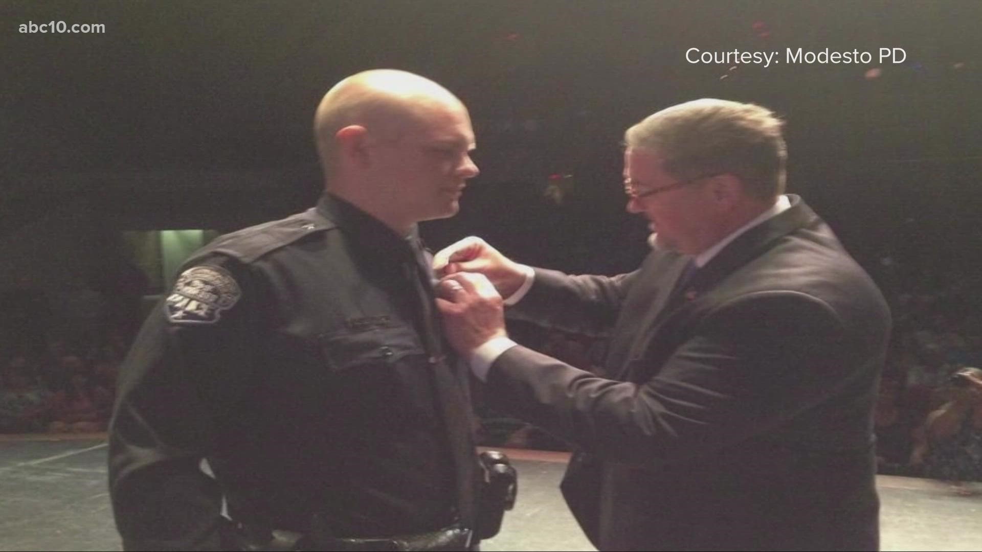 Police Chief Brandon Gillespie identified the injured officer in a Sunday evening update.