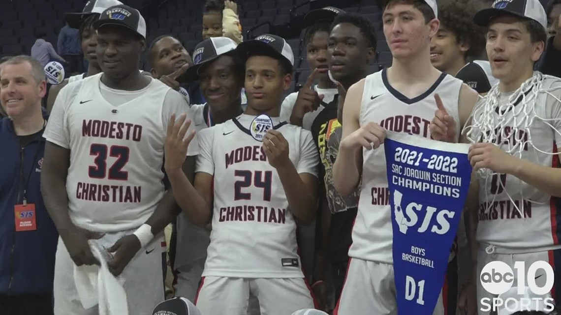 The Modesto Christian Crusaders hold off the Sheldon Huskies to win the Div. I Section Championship