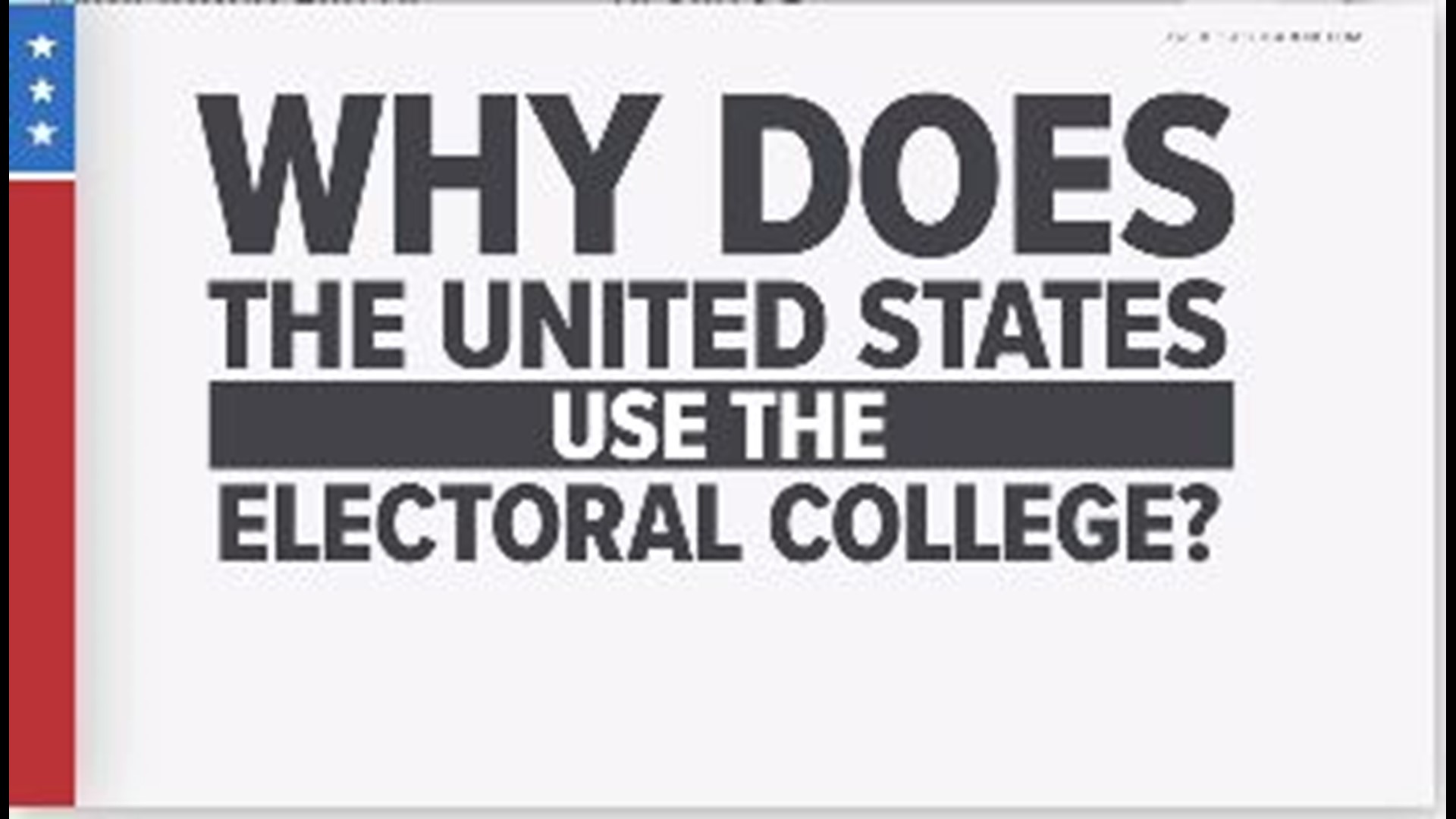 A quick explaination of how the electoral college works and why the United State uses it.