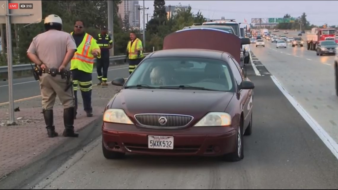 Several cars get flat tires after hitting chunks of concrete on I-5 ...