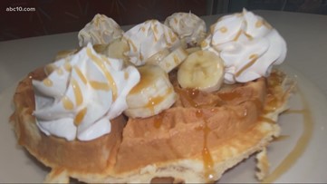 It's bananas! FlapJacks Diner in Sacramento has the best banana caramel waffles around