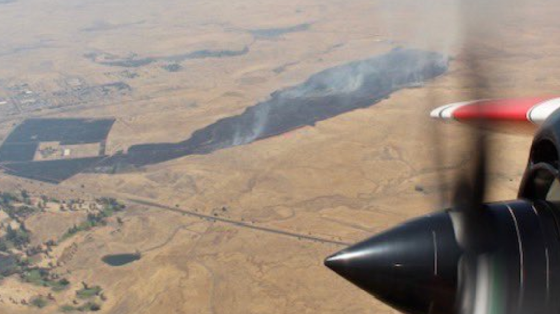 Valley Fire burning at Beale Air Force Base in Yuba County