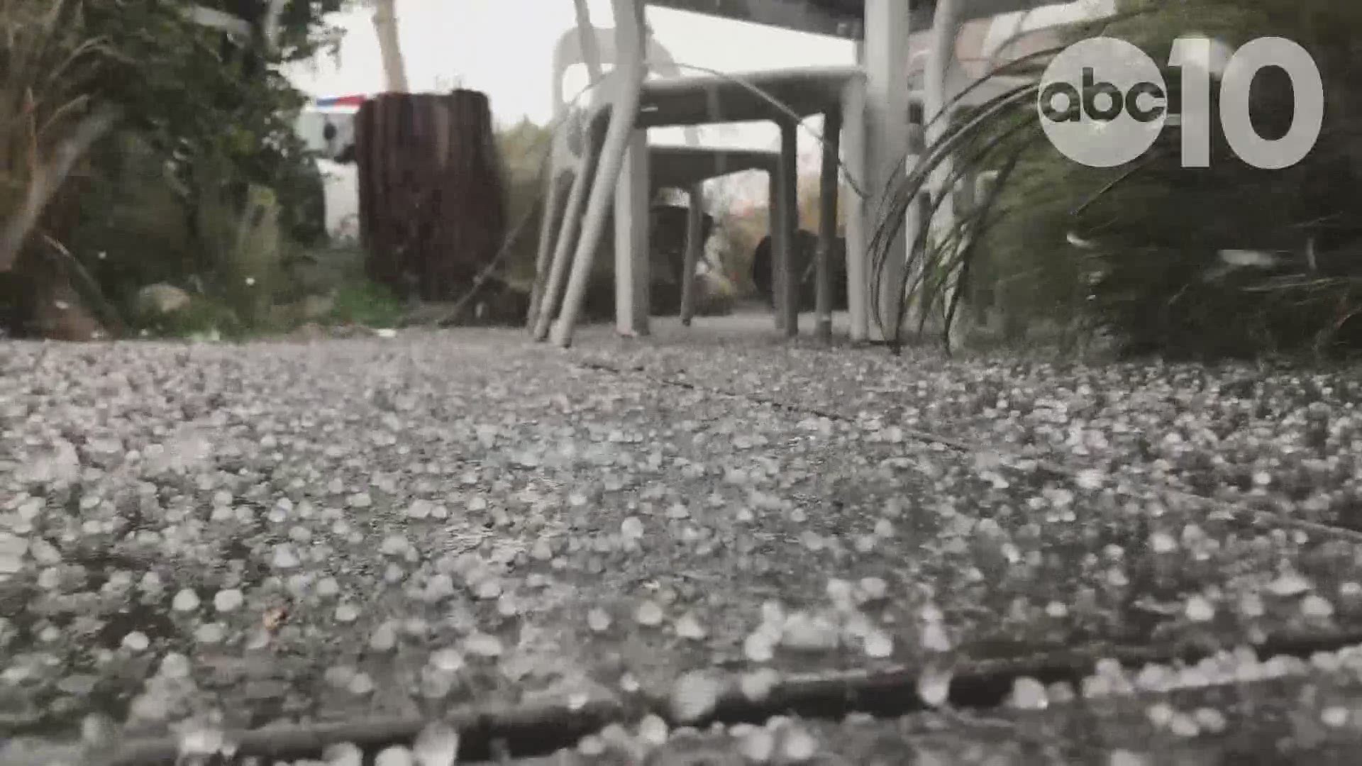 ABC10's Becca Habegger shot this video of hail coming down in Sacramento right outside of Temple Coffee on 28th and S Streets.