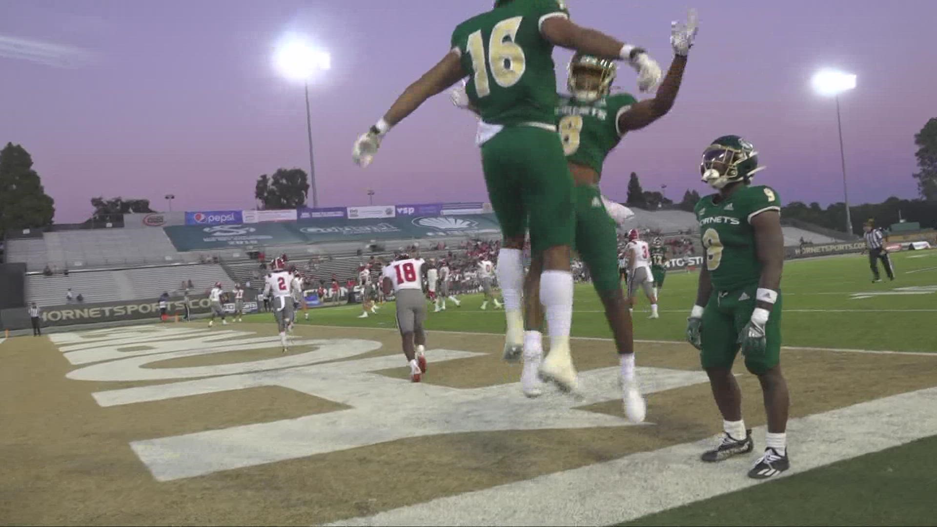 Sacramento State Hornets college football fans expect the undefeated team to take it all the way to the finish yard in their next game.