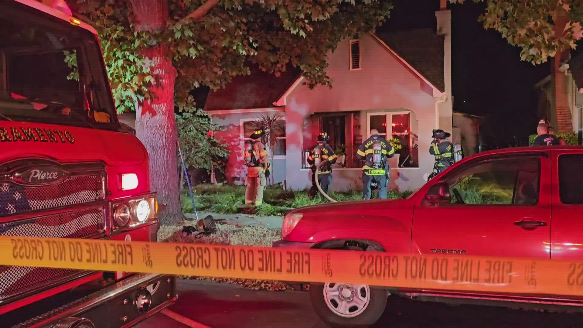 The fire spread to a Sacramento home on 55th Street around 3:20 a.m., according to the Sacramento Fire Department.