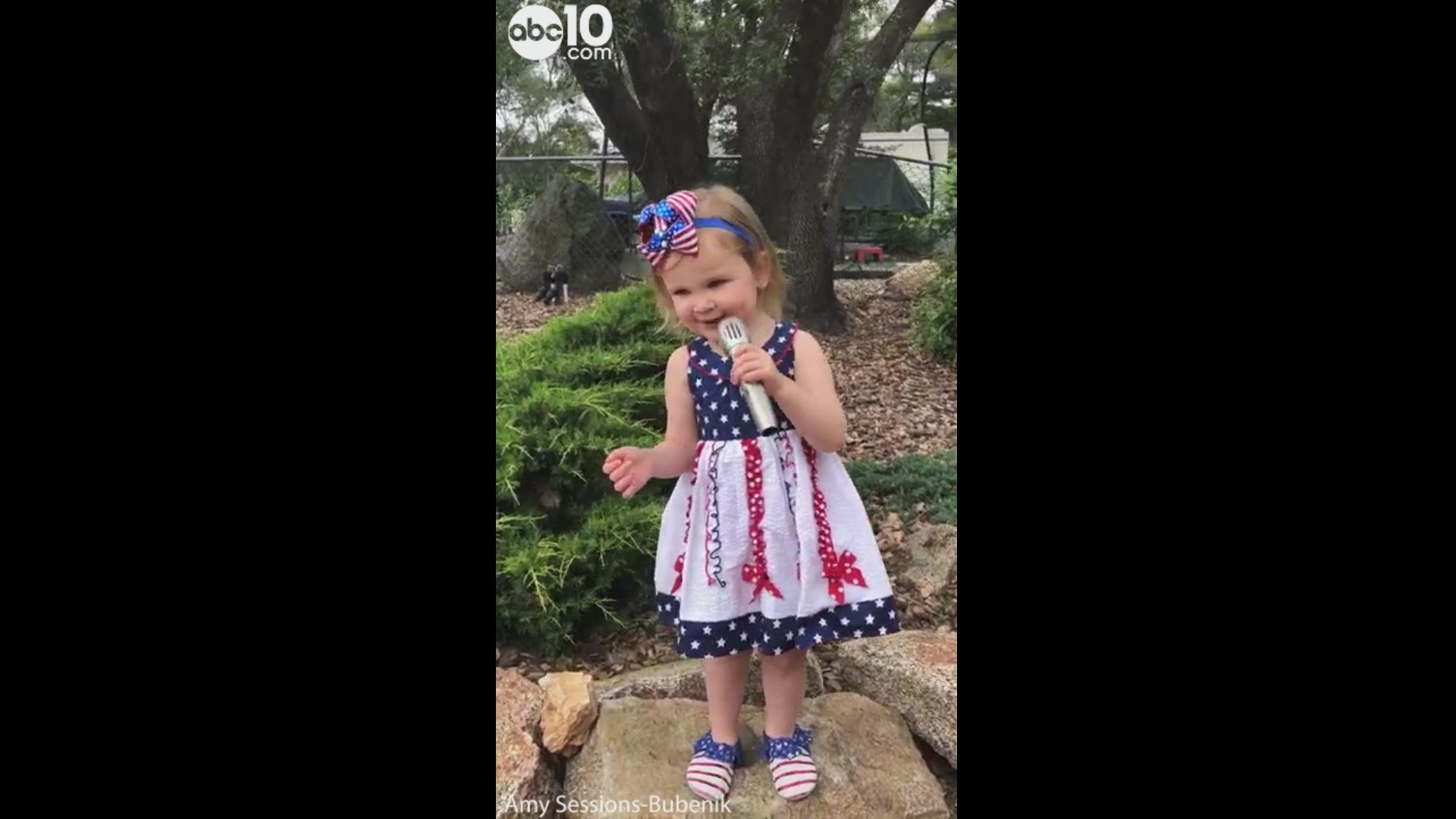 2-year-old Amelia Bubenik sings the National Anthem in honor of Memorial Day.