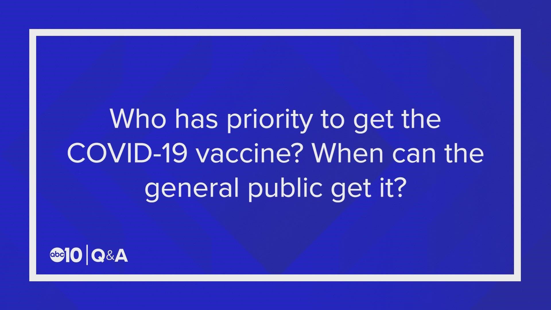 From when the general public will get the vaccine to who has first priority, ABC10 Health Expert Dr. Tom Hopkins answers viewer questions about the COVID-19 vaccine.