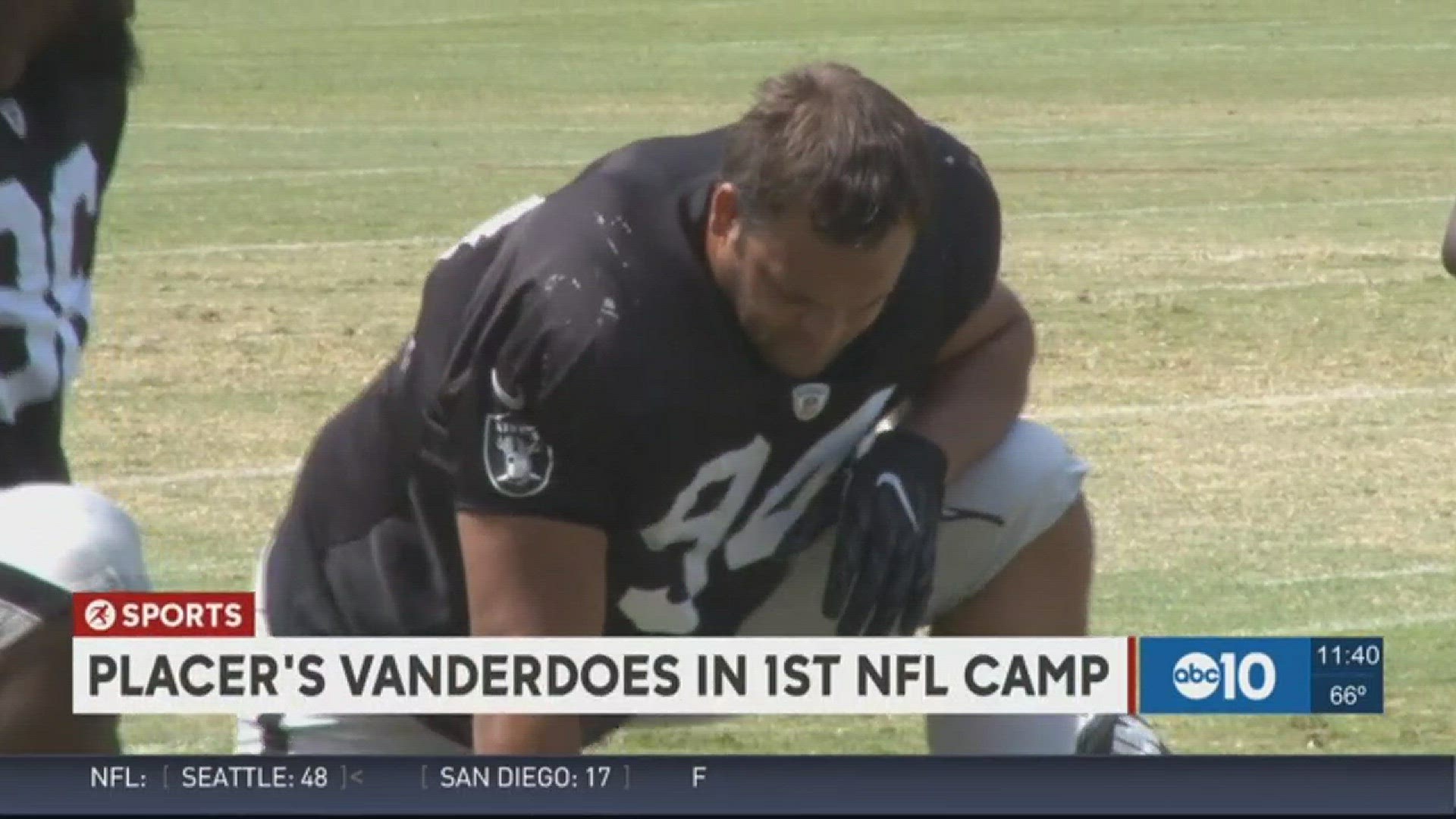 Oakland Raiders' rookie defensive tackle Eddie Vanderdoes, an Auburn native who attended Placer High School, talks to ABC10's Pierre Noujaim about his firs training camp in Napa with his new NFL team and what the experience has been like as they prepare f