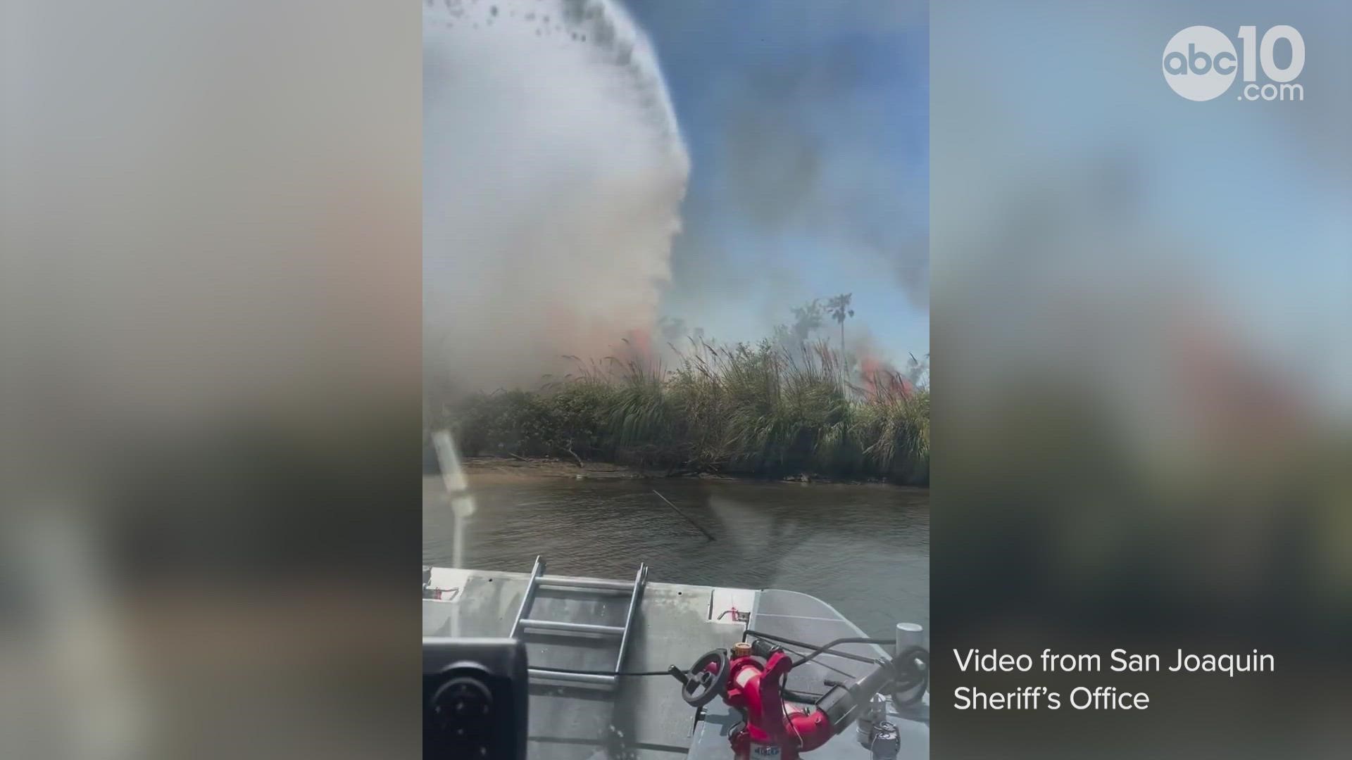 Authorities said two people have been evacuated from the area due to the fire burning heavily. The fire also caused a column of smoke to stretch into the sky.