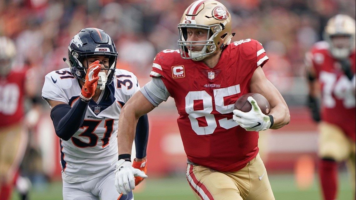 San Francisco 49ers tight end George Kittle (85) looks on prior to