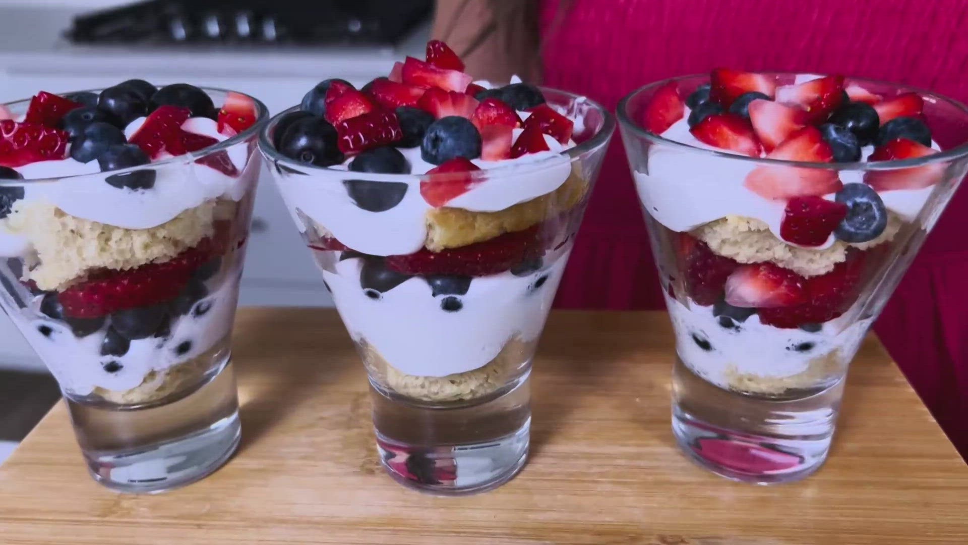 Check out these patriotic fruit parfaits for a light dessert.