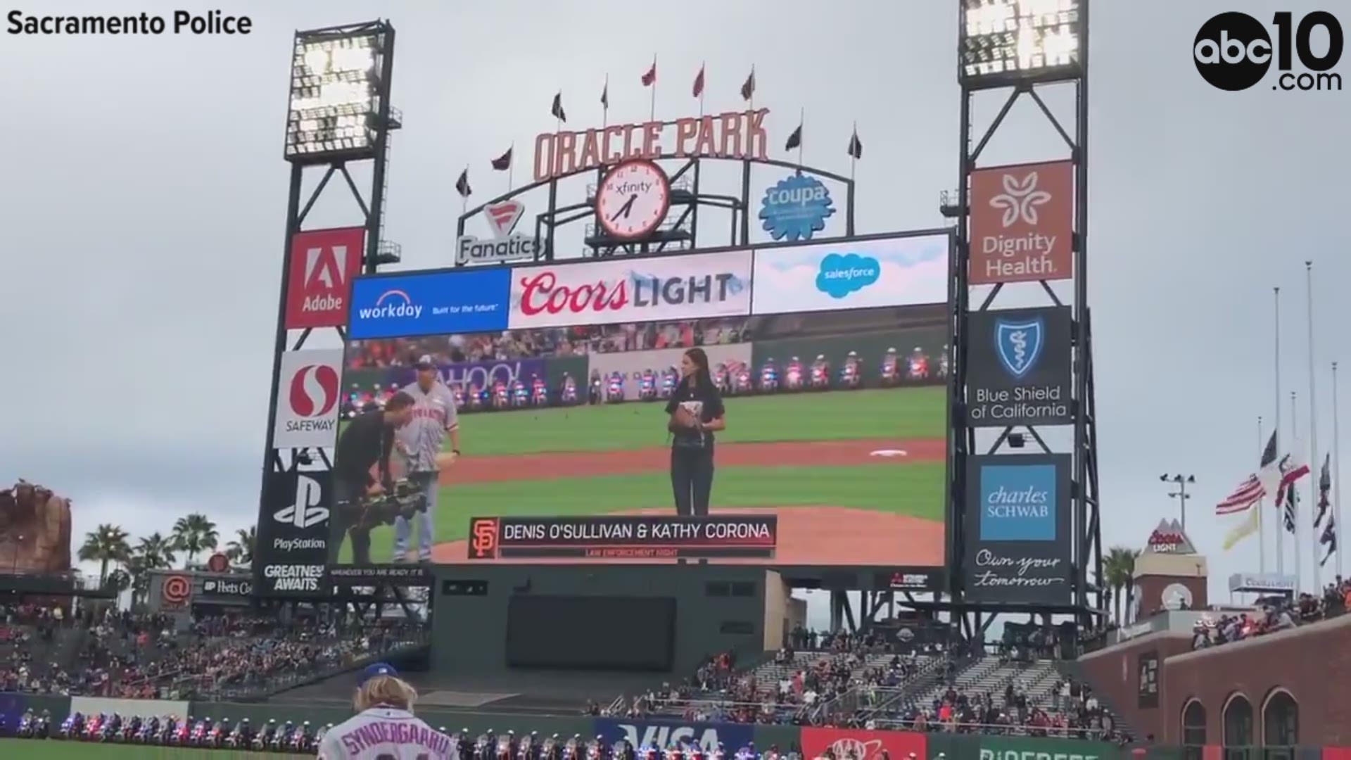 Officers O'Sullivan and Corona were honored by the San Francisco Giants during their Law Enforcement Appreciation night Thursday, July 18, 2019.