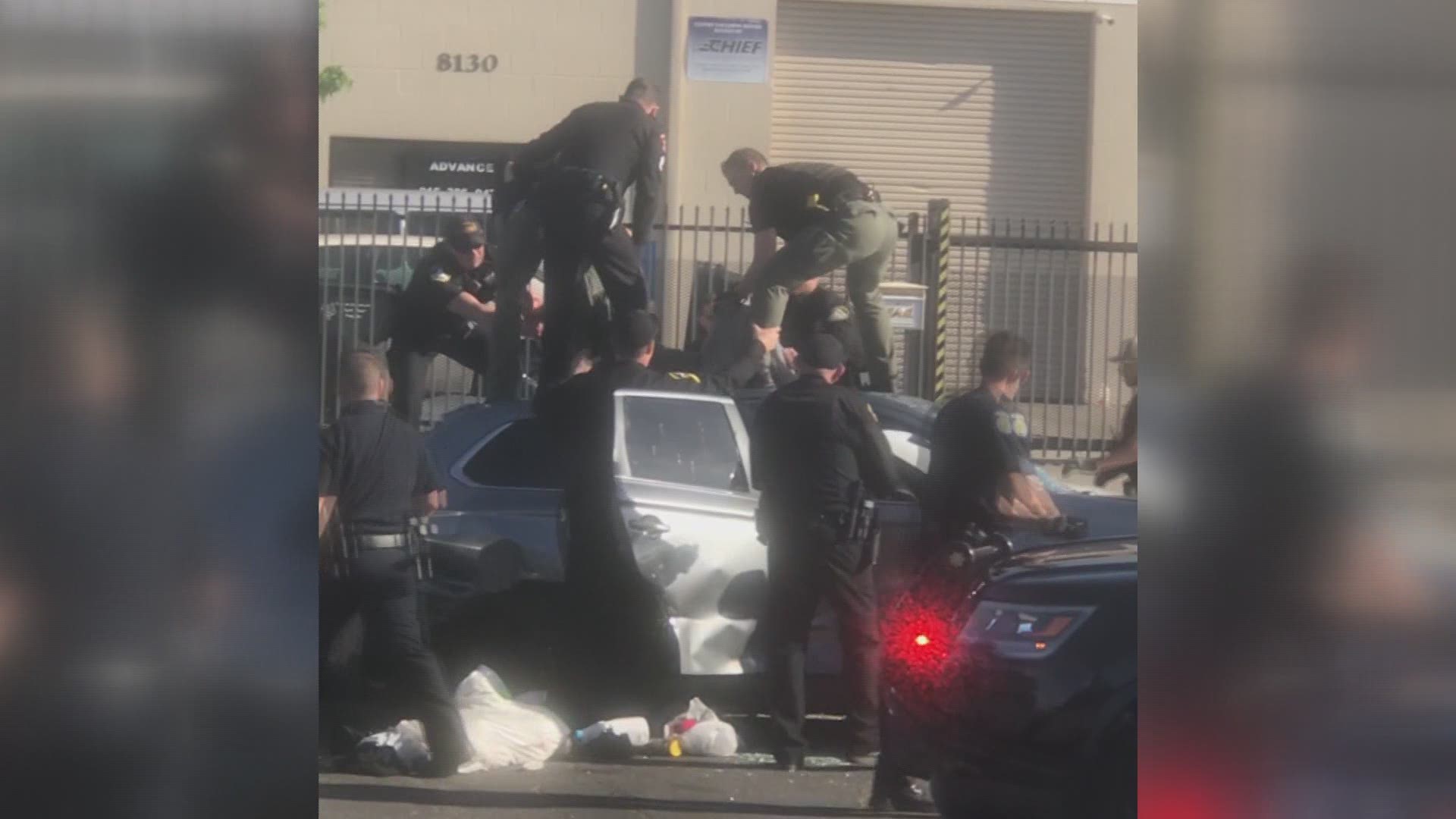 A person who was near Power Inn Road and Industrial Parkway pulled out their cell phone and recorded as police officers and sheriff's deputies moved in to arrest a man who led them on a chase all over Sacramento County.