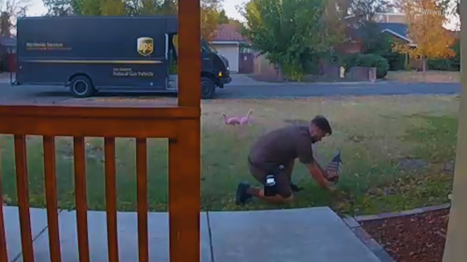 A Sacramento man is praising a UPS delivery driver who went out of his way to fix his American flag while delivering packages.