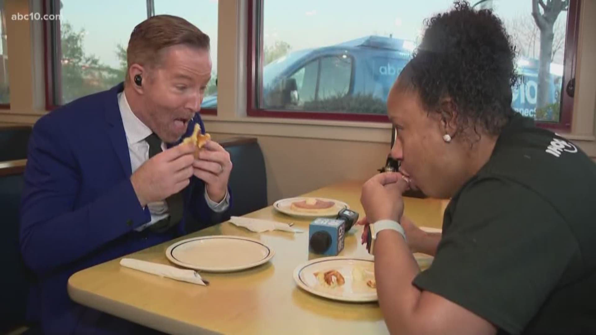 For National Pancake Day at IHOP, Mark S. Allen challenged a diner to a pancake eating contest. It did not go well for Mark.