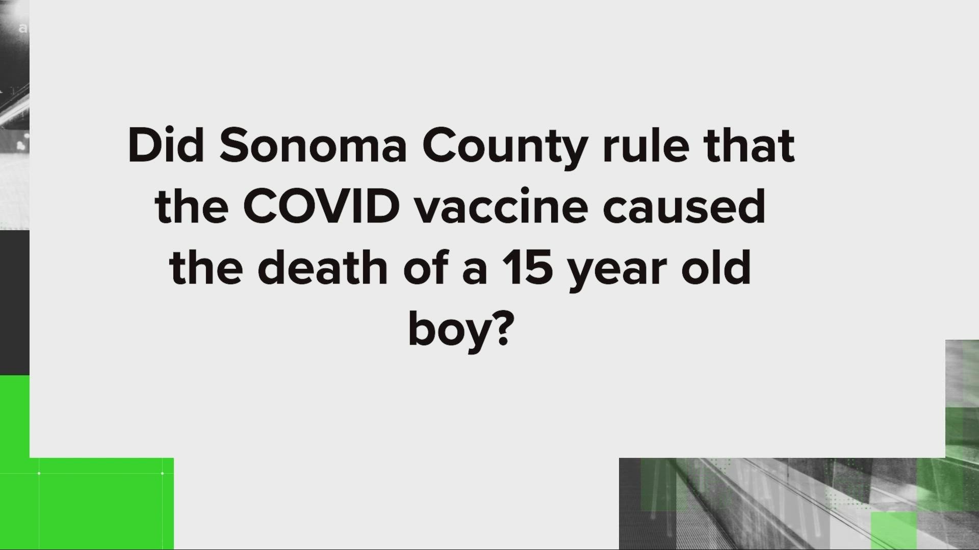 ABC10's Monica Coleman verifies the misinformation circulating online about the death of a teenage boy from Sonoma and its correlation to the COVID-19 vaccine.