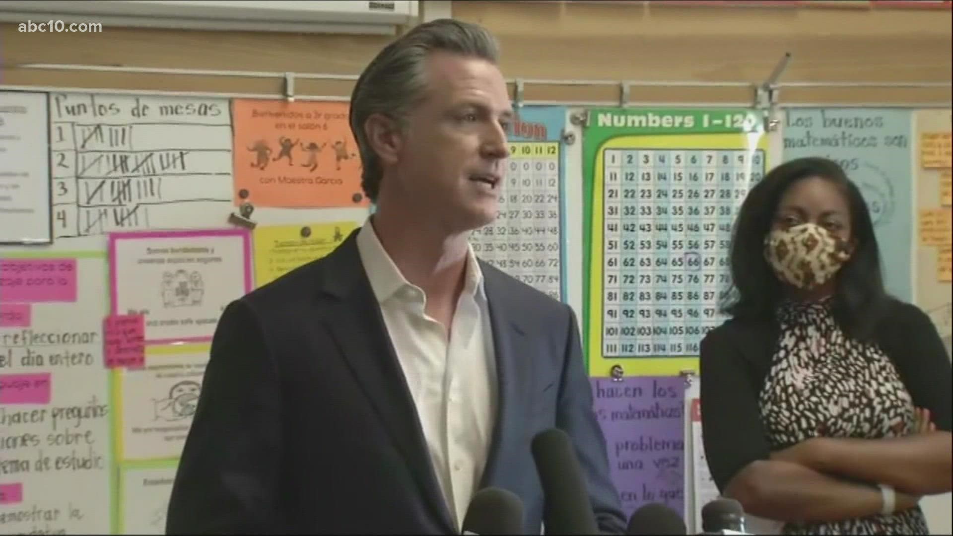 A day after Gov. Newsom defeated the recall effort, he was in Alameda County discussing combating COVID-19 in schools.