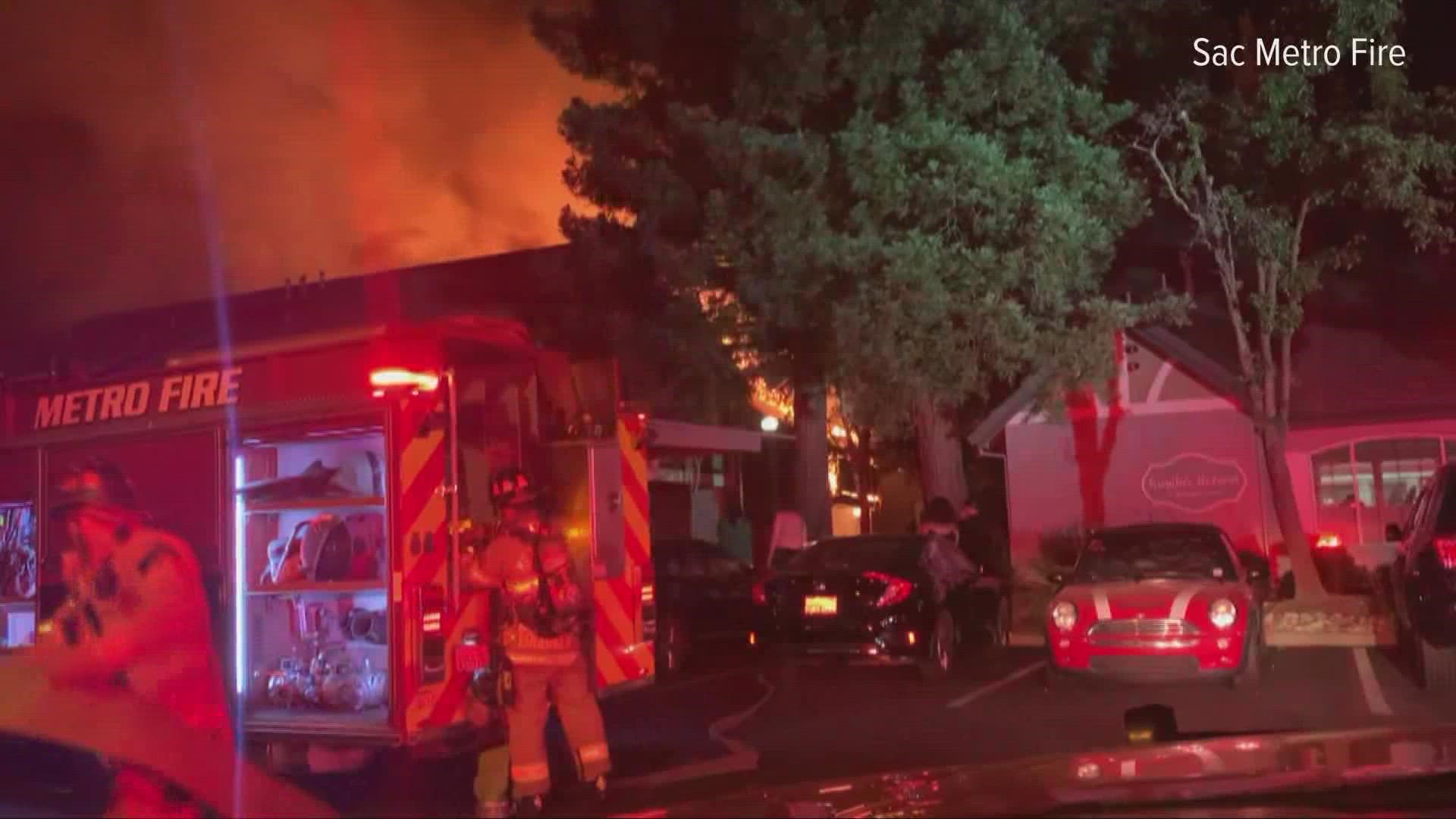 Sacramento Metropolitan Fire officials are investigating the cause of the fire. One person had to be treated for smoke inhalation.