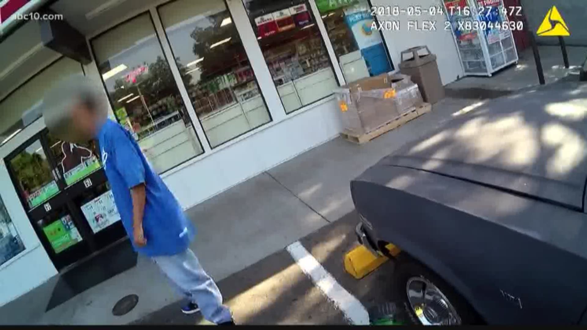 The Sacramento Police Department has released body camera footage after a Sacramento man was arrested when police say he left his car idling and playing loud music outside a 7-Eleven in south Sacramento.