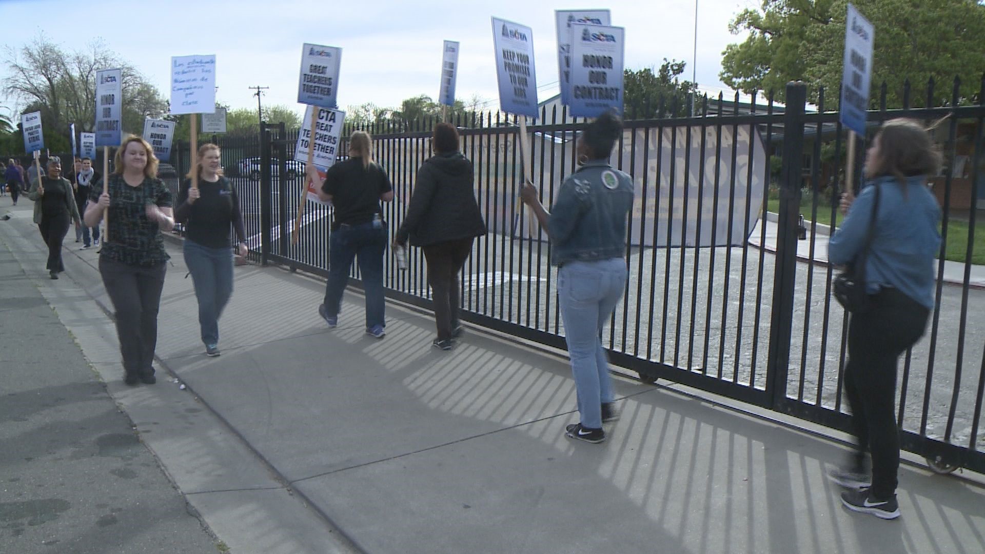 Hundreds of teachers around Sacramento were out of their classrooms Thursday striking and making their voices heard. Their goal was to put pressure on the Sacramento City Unified School District (SCUSD) as it's under threat of a state takeover.