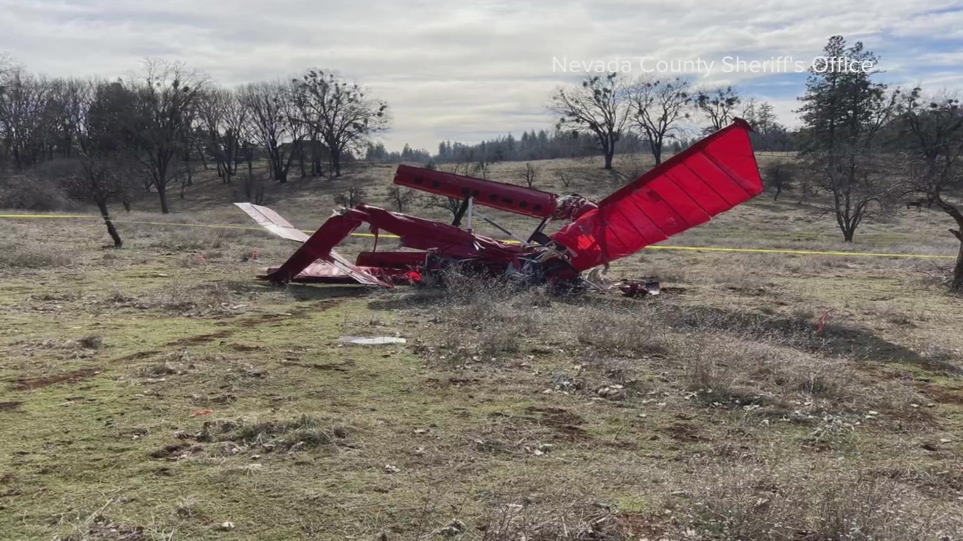 Officials said the plane crashed in Grass Valley Sunday afternoon. The crash killed two people.