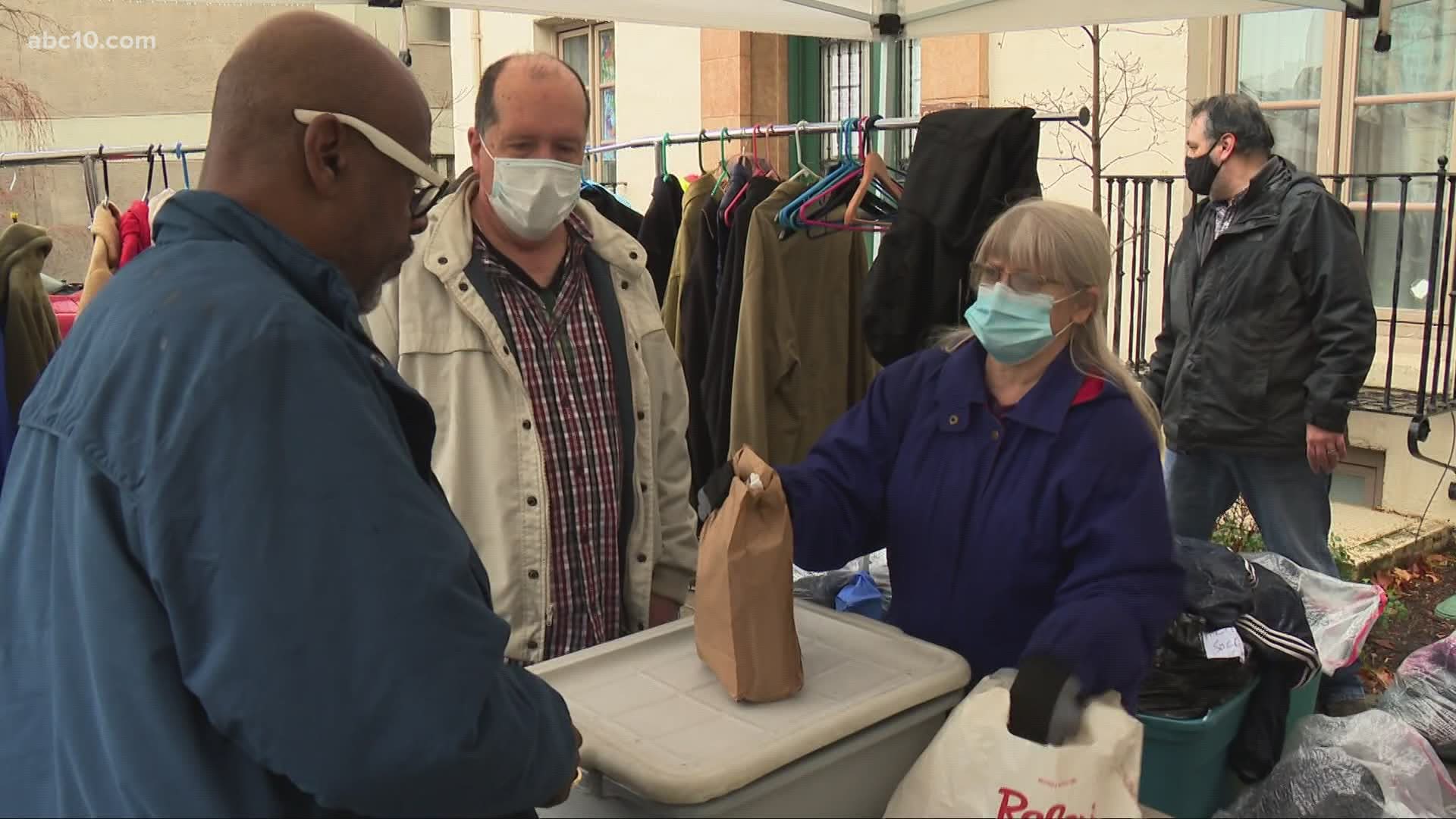 The Cathedral of the Blessed Sacrament hands out lunches, warm clothes and other supplies to the homeless.