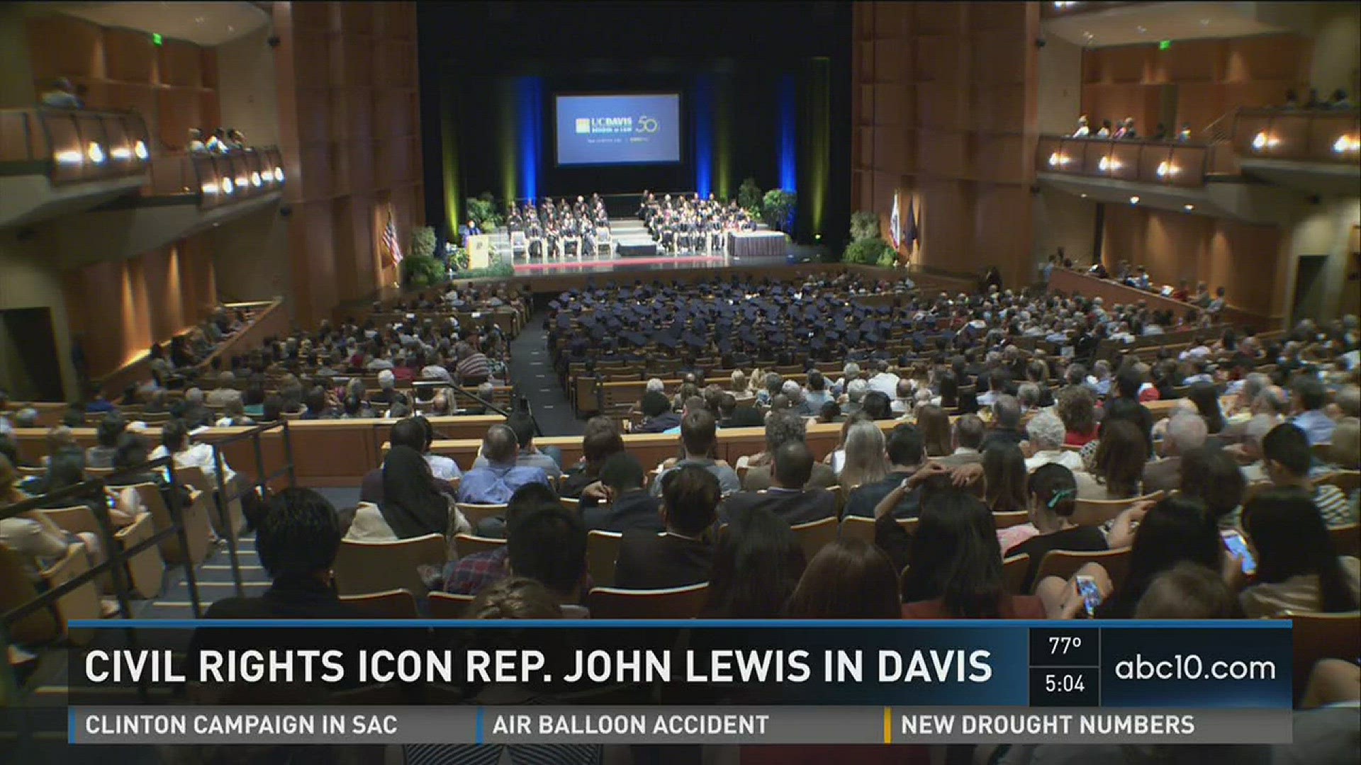Civil rights Icon John Lewis speaks to graduating U.C. Davis law students. (May 14, 2016)