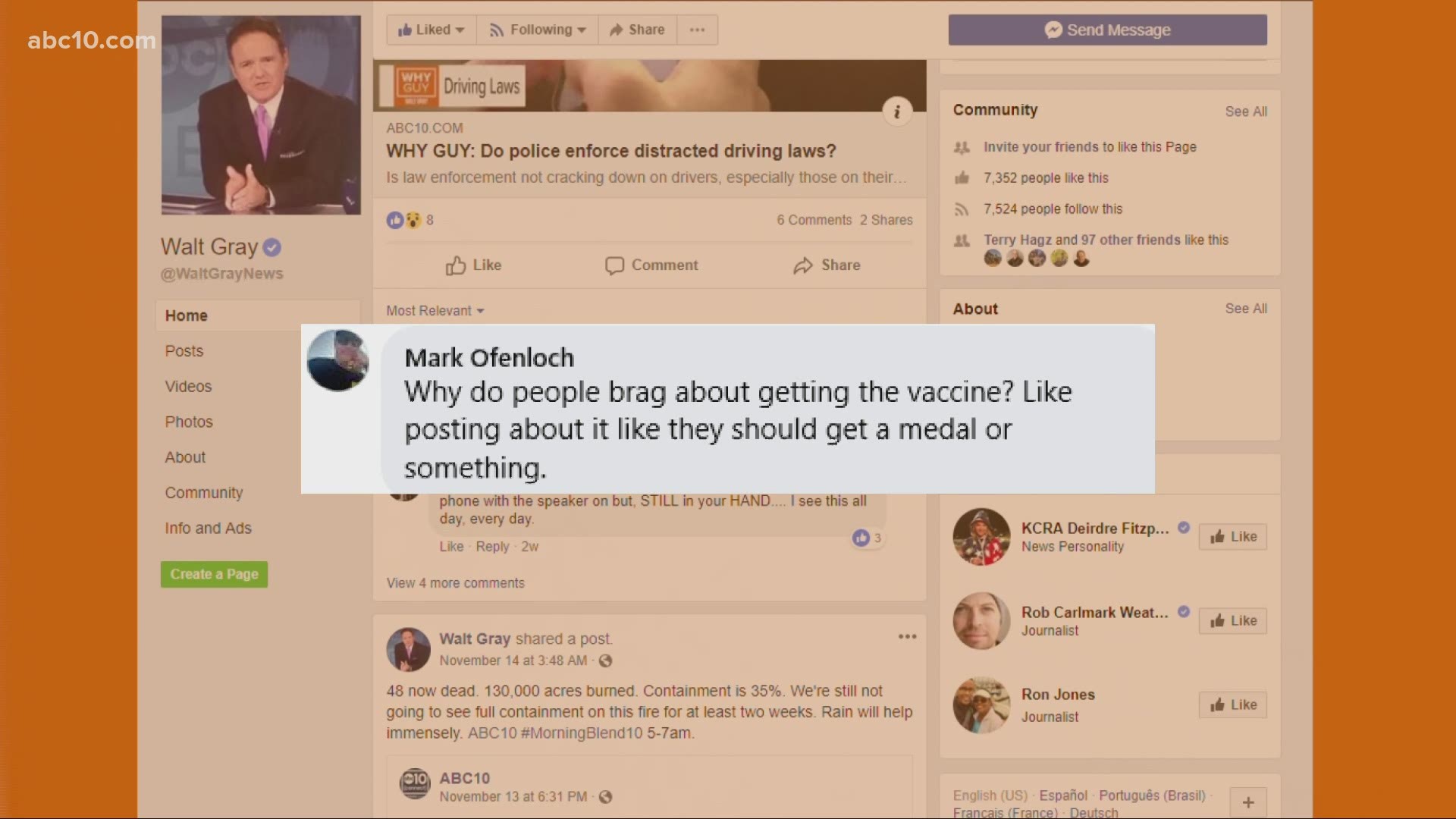 Walt Gray tackles social media posts about getting vaccinated.