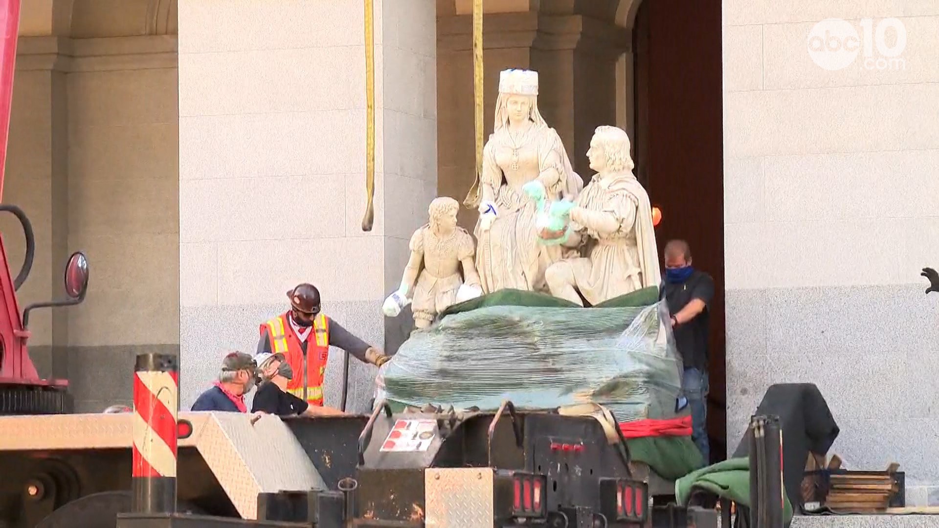 The Christopher Columbus and Junipero Serra statues were removed from the Capitol over the last few days and the John Sutter statue was removed a few weeks ago.