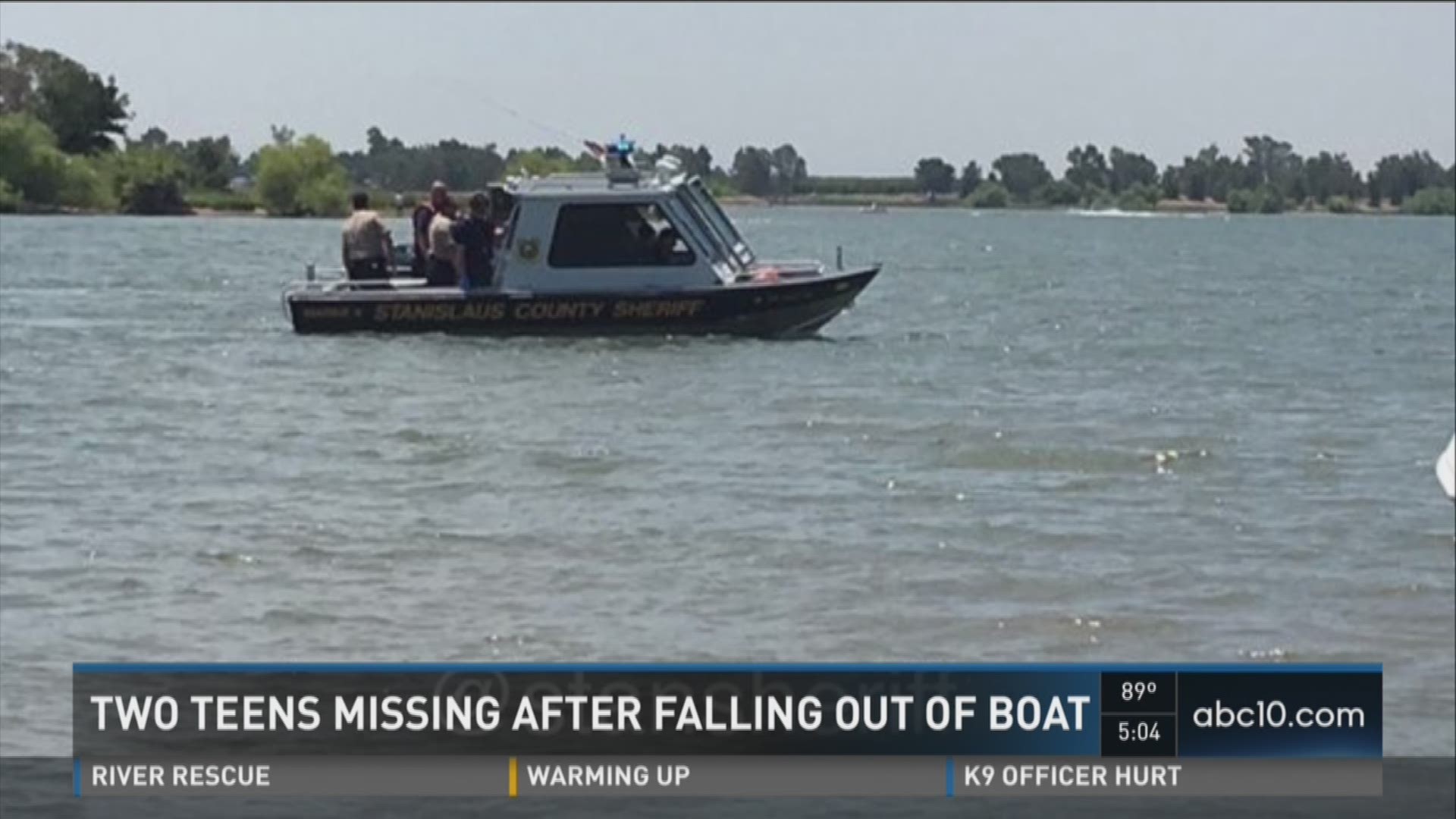 Emergency crews in Stanislaus County searched for two teens who fell out of a boat on Woodward Reservoir May 28, 2016.