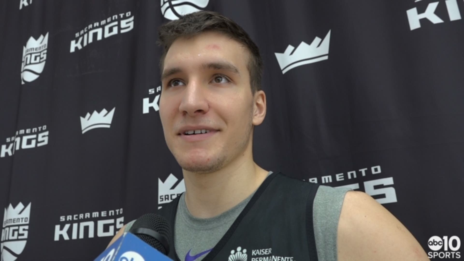 Sacramento Kings guard Bogdan Bogdanovic talks about his team being tested physically against the Oklahoma City Thunder the night before, 'nutmegging' Steven Adams and looking ahead to Wednesday's game in Utah vs. the Jazz.
