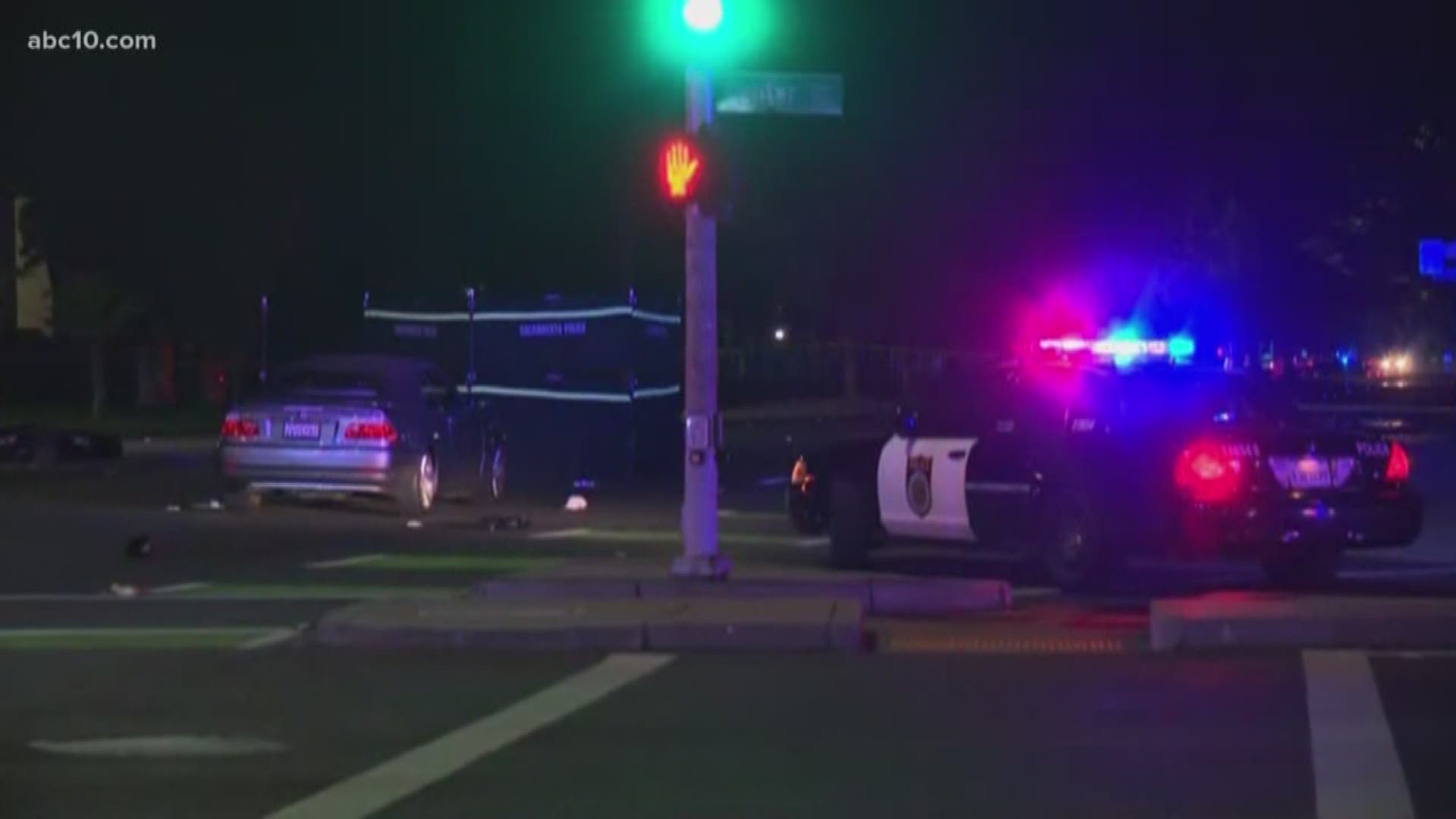 A busy intersection in South Sacramento is closed Friday morning after a driver crashed into a pedestrian, police officials confirmed.