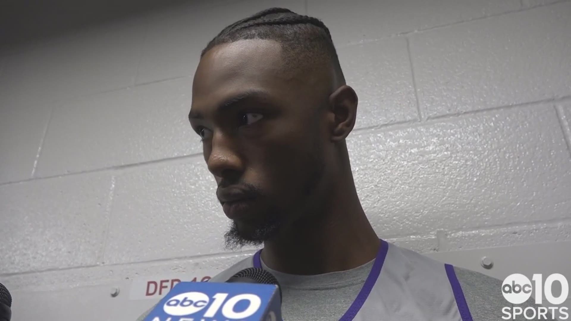Prior to Friday night's home opener in Sacramento, Kings' center Harry Giles opens up about his sore knee that's sidelined him for all of the preseason.