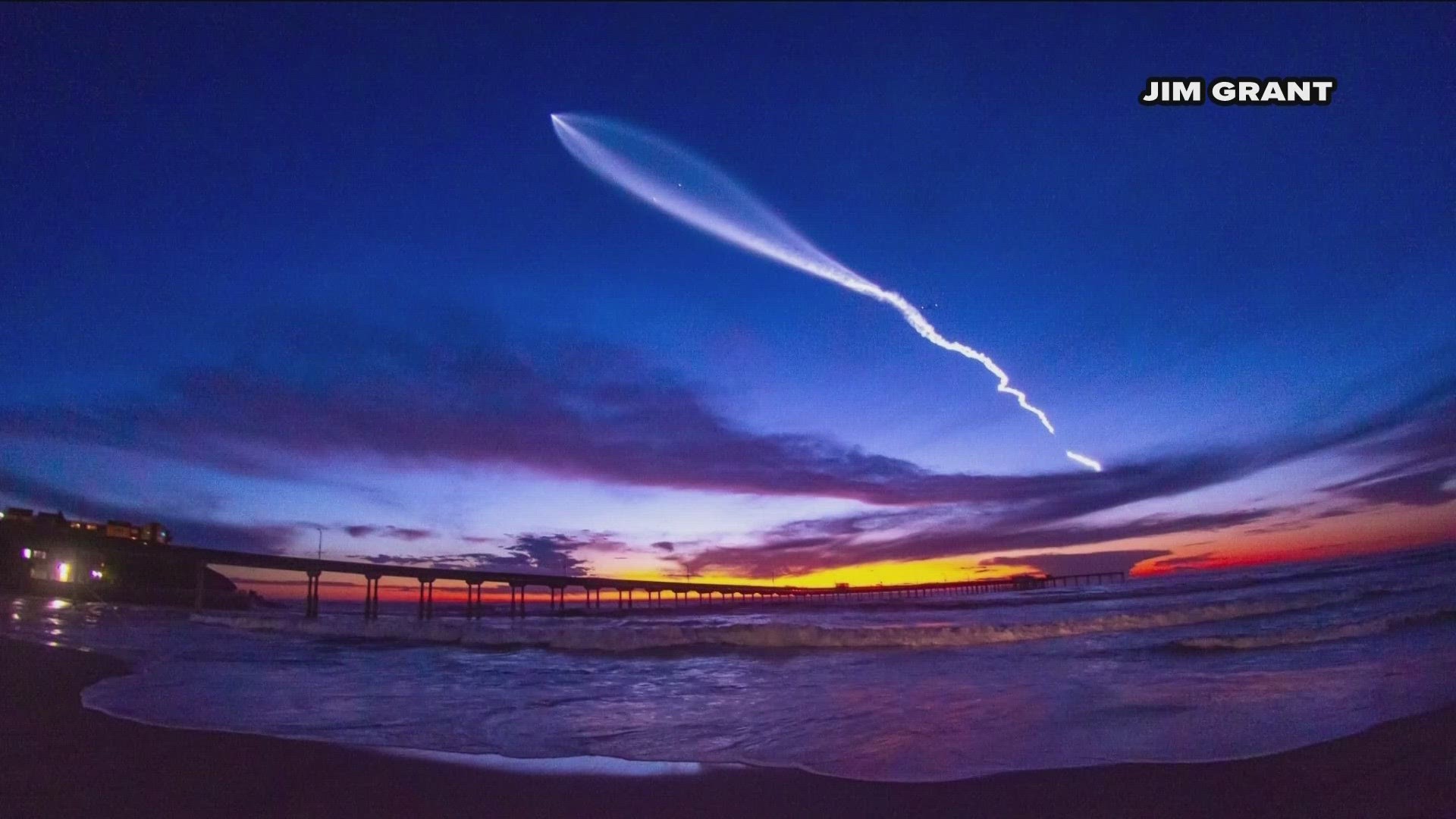 A SpaceX launch at 7:28 p.m. made its way across San Diego skies just after sunset.