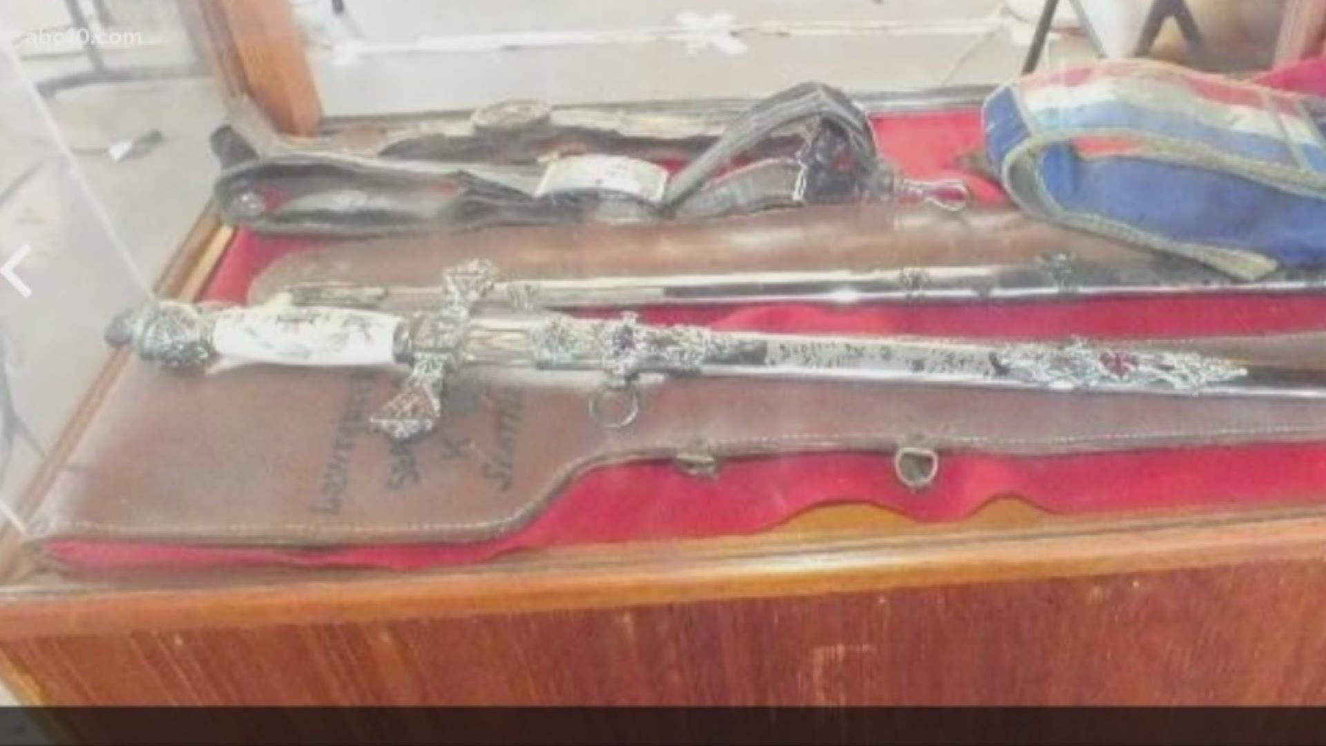 Antique swords, fraternal ribbons and medallions, metal banks, belt buckles, silverware, toys, a coin collection and more were all stolen from dozens of tables setup by estate sales company Treasure Trove Antiques of Stockton.