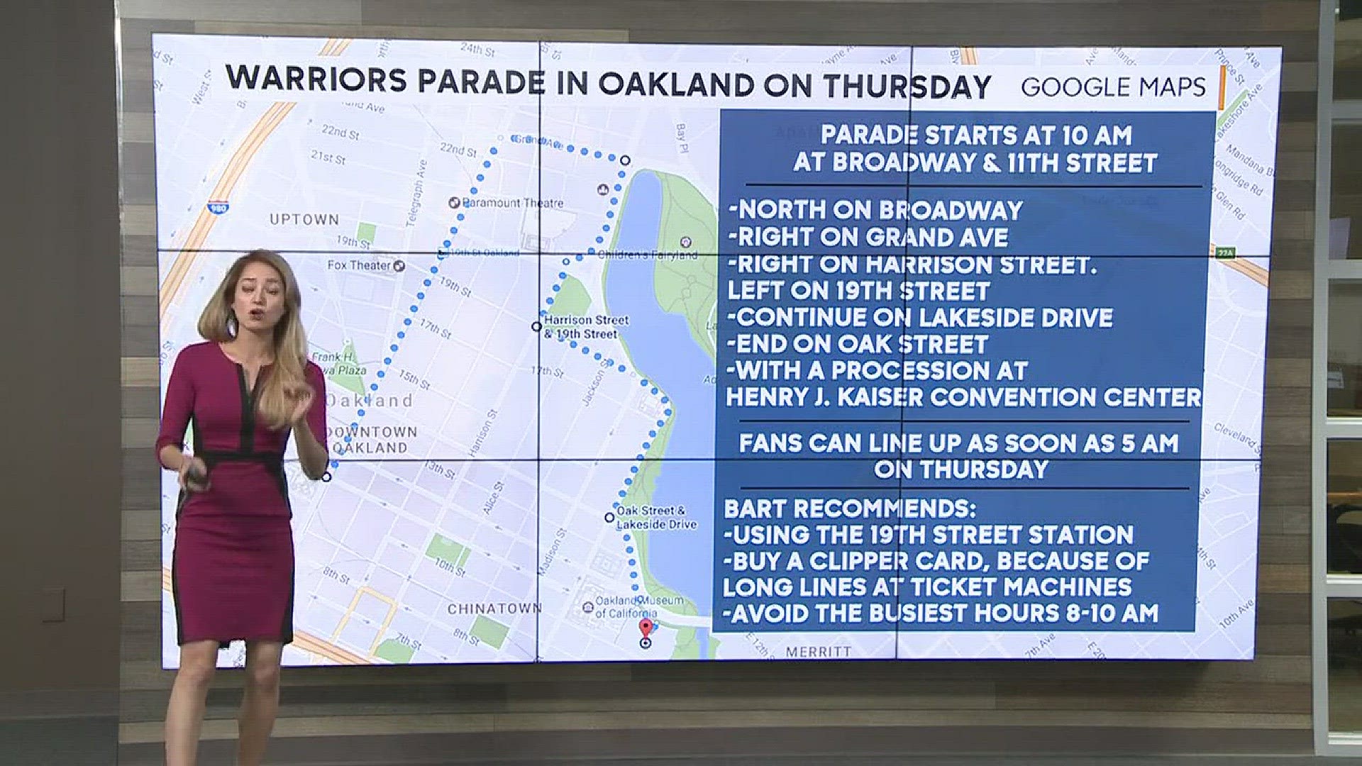 Parade route and road closures for Golden State Warriors celebration parade in Downtown Oakland on Thursday