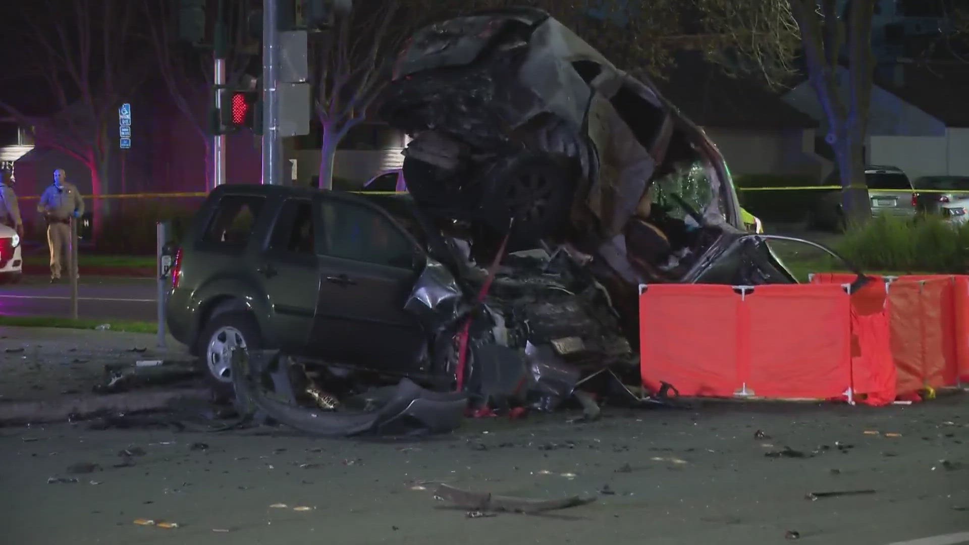 1 dead after multiple cars crash, catch fire in downtown Woodland
